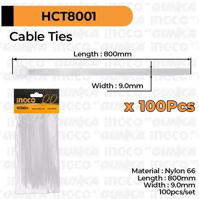 

PROMO - 00-Pcs Cable Ties (80cm Putih) INGCO HCT800 Tali Kabel Tis Tie Nylon