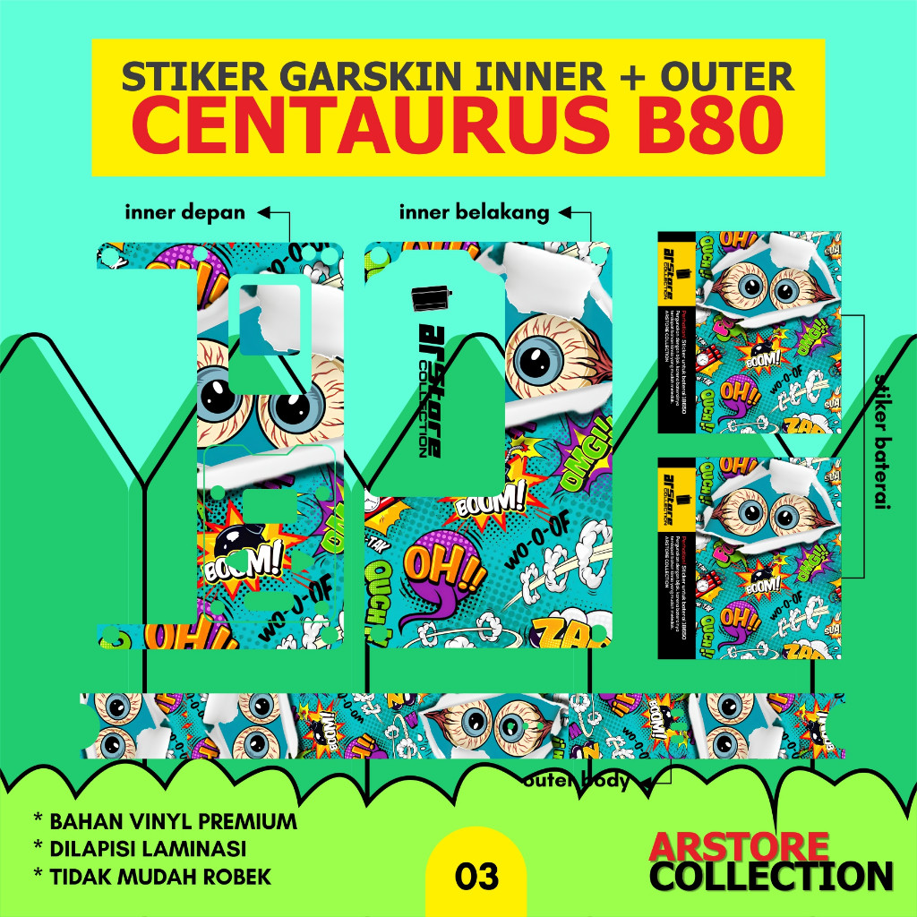 

*New Model* Stiker Label Centa B80 003 Garskin Stiker Custom Case Laminasi Tebal COD