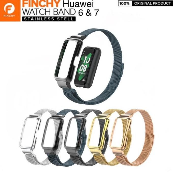 TERMURAH - Finchy Stainless Steel Milanese Strap Huawei Band 7 Metal Wristband