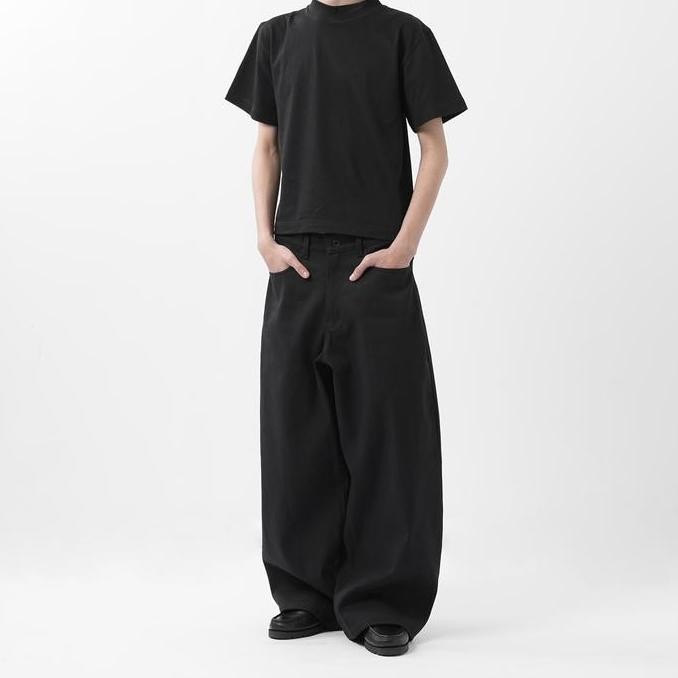 'Forma' Wide Black Denim Pants / Celana Panjang Bahan Denim / Celana Unisex js