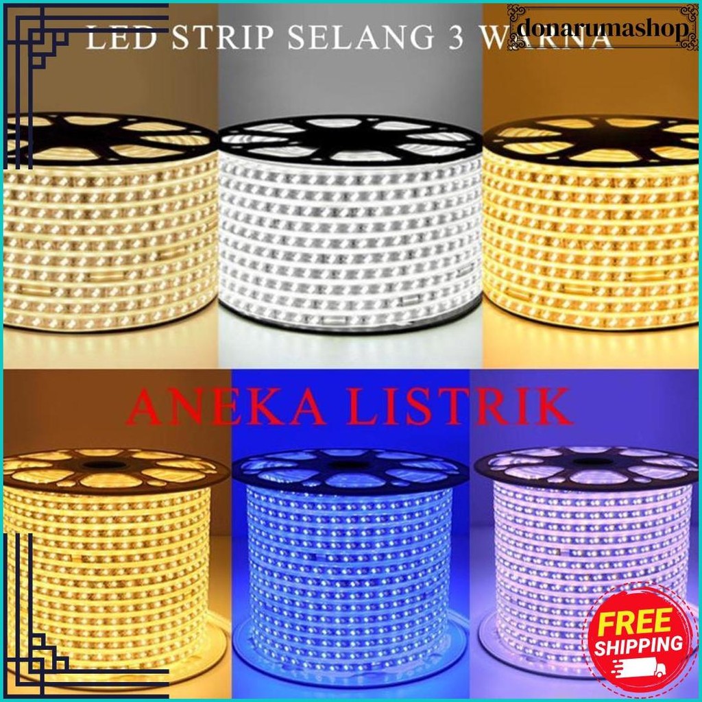 Lampu Led Strip Selang 3 Warna 5730 Smd Ac 220V Double Led Outdoor And Indoor (1M-100M) Lampu Plafon