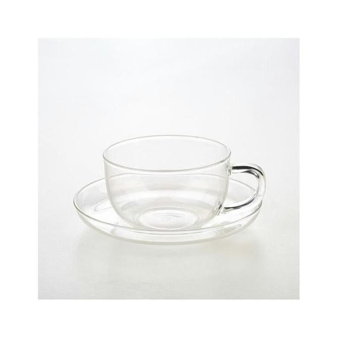 SUJI Ruben Cup and Saucer 250ml-Cangkir Gelas Kaca Kopi Saus