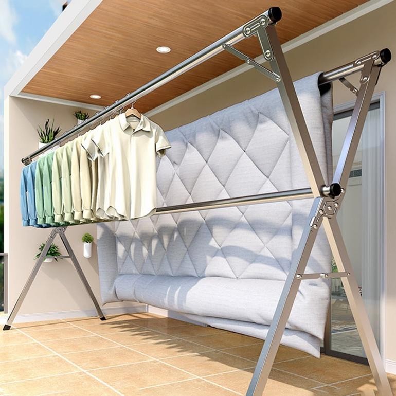 JEMURAN OUTIN Baju Handuk Outin Lipat Tekuk Stainless Steel Anti Karat Kuat