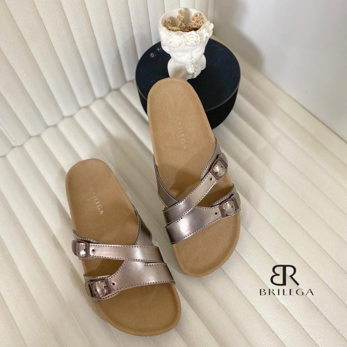 VBS BRILEGA HAILEY Sandal Casual Wanita Dengan Ketinggian Sole 3cm Sandal Puyuh Silang Tersedia Dari