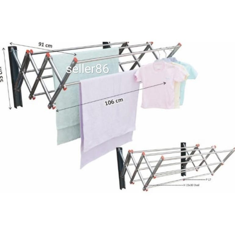jemuran pakaian / jemuran handuk /jemuran dinding jemuran tembok lipat stainless tiang tebal
