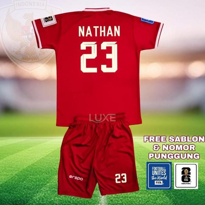 DF336>> (FREE NAMA & NOMOR)Baju Setelan Olahraga Anak, 6-14 tahun Kaos Futsal Anak,Jersey Bola Anak 