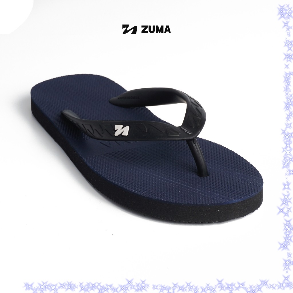 Zuma Men Classic 23/Sandal Jepit Sandal Karet Pria - Navy Hitam