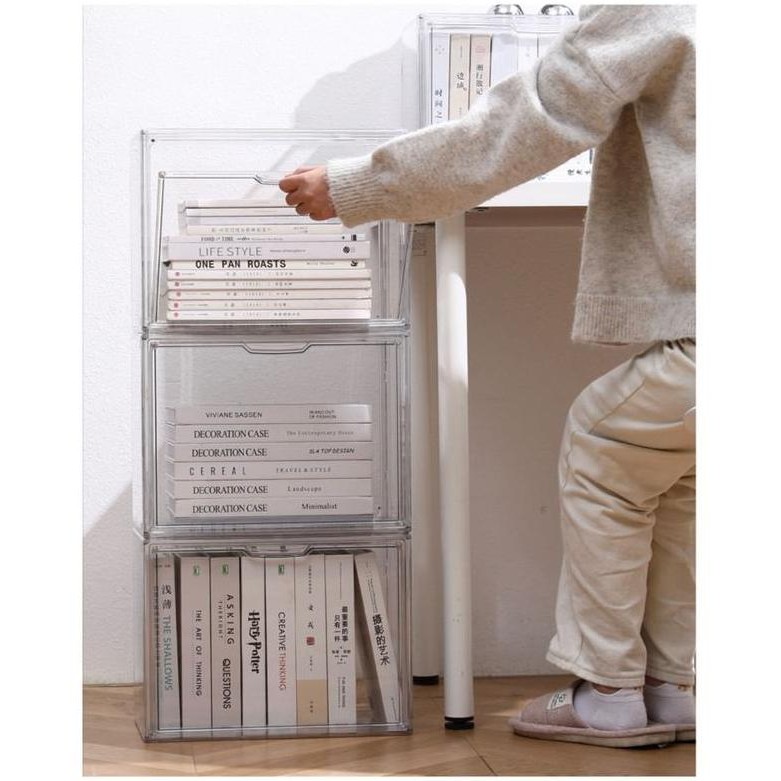 Books Meja Container Box Organiser Acrylic Transparent