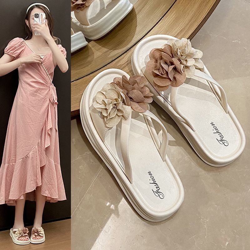 [COD]Sandal wanita, pakaian luar modis, sandal sol tebal gaya Chanel, sepatu pantai