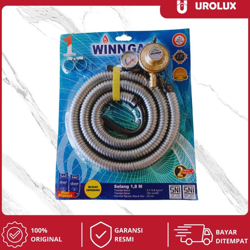 Bisa Cod Paket Combo Regulator Selang Gas Lengkap Winn Gas, Quantum, Fad ||