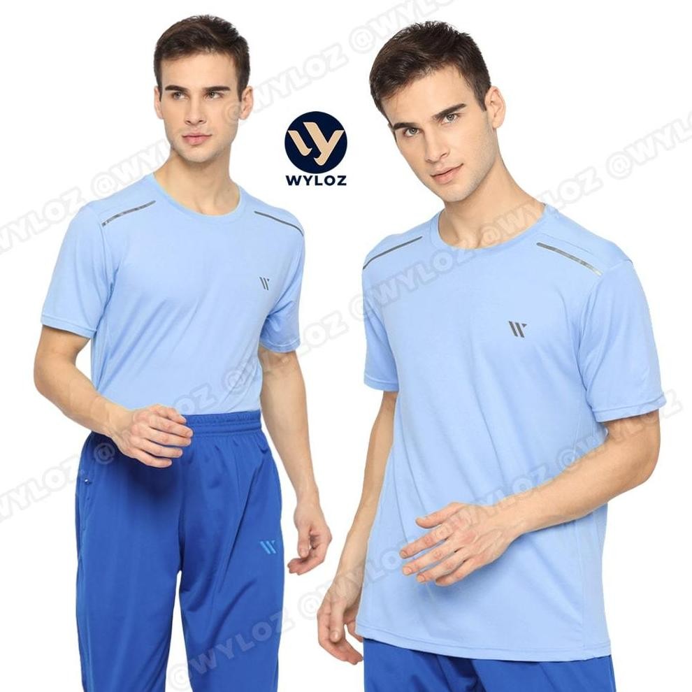 WYLOZ Baju Kaos Olahraga Training Lengan Pendek Pria Gym Fitness Jersey Lari Running Sepeda Bola Fut