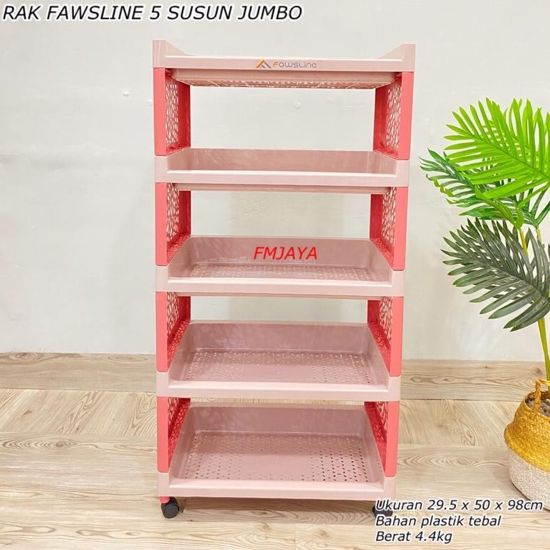 FAWSLINE RAK 5 SUSUN 205B JUMBO || RAK FAWSLINE 5 SUSUN + RODA || RAK TROLY 5 TINGKAT || RAK 5 SUSUN