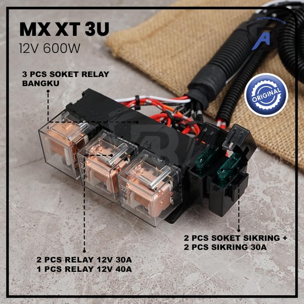 Ed-7 MxKabel Relay Set Lampu H4 Mobil Xt Series 3 Relay 12V Untuk 2 Lampu Utama Mobil Universal Terl