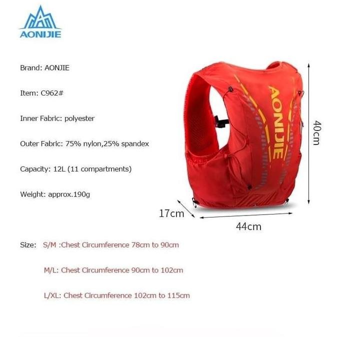 Aonijie C962 Backpack Vest Hydration 12L