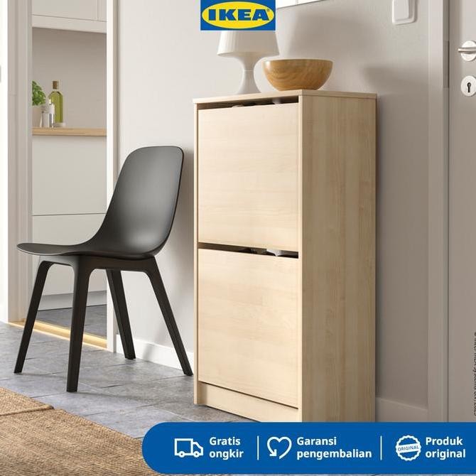 TERLARIS - IKEA BISSA Rak Kabinet Sepatu Dengan 2 Kompartmen Kayu 49x28x93 cm   Furniture