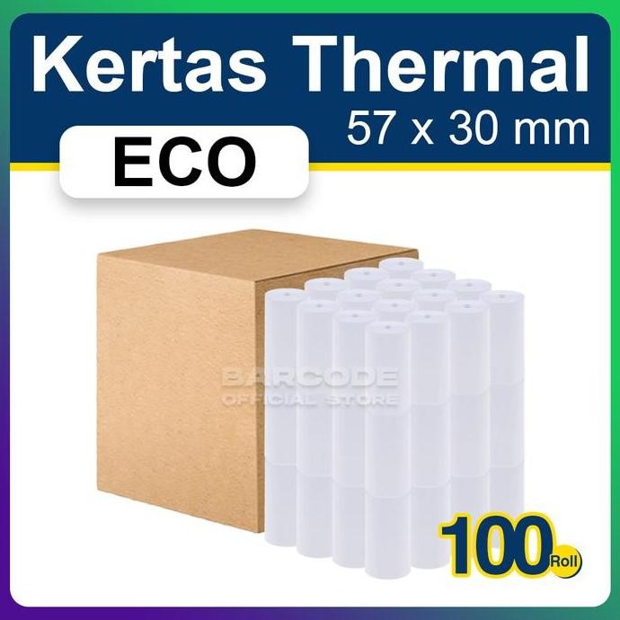 

BEBAS ONGKIR - 1 Dus Kertas Thermal 57x30mm / 57 x 30 / 57x30 mm Struk Kasir Coreless