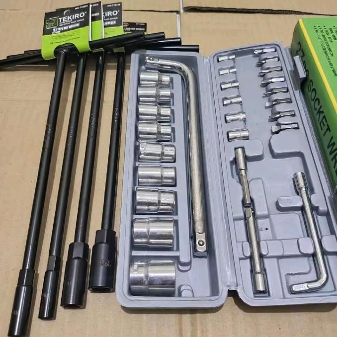 PROMO kunci T set tekiro 8-10-12-14 + kunci sok 27Pcs IWA BISA COD kunci set lengkap/kunci set lengk