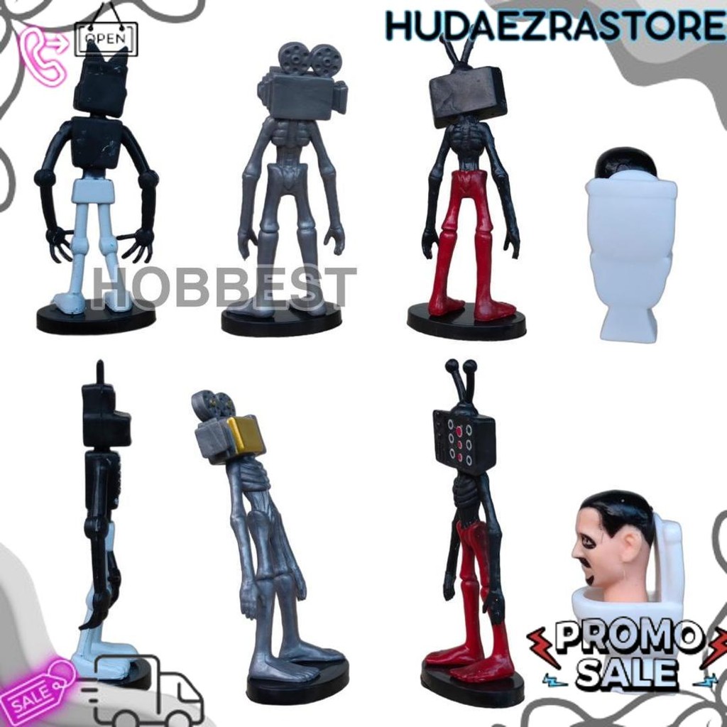 Diskon Action Figure SKIBIDI TOILET set - Miniatur Pajangan Mainan Kepala Radio TV Man Topper Kue Si