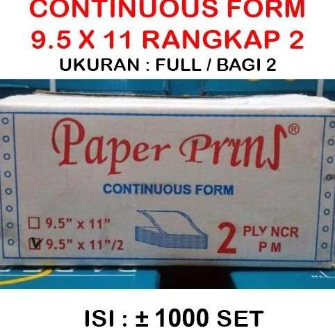 

BEBAS ONGKIR - KERTAS CONTINUOUS FORM PAPER PRINT 9.5 x 11 2 Ply ISI FULL