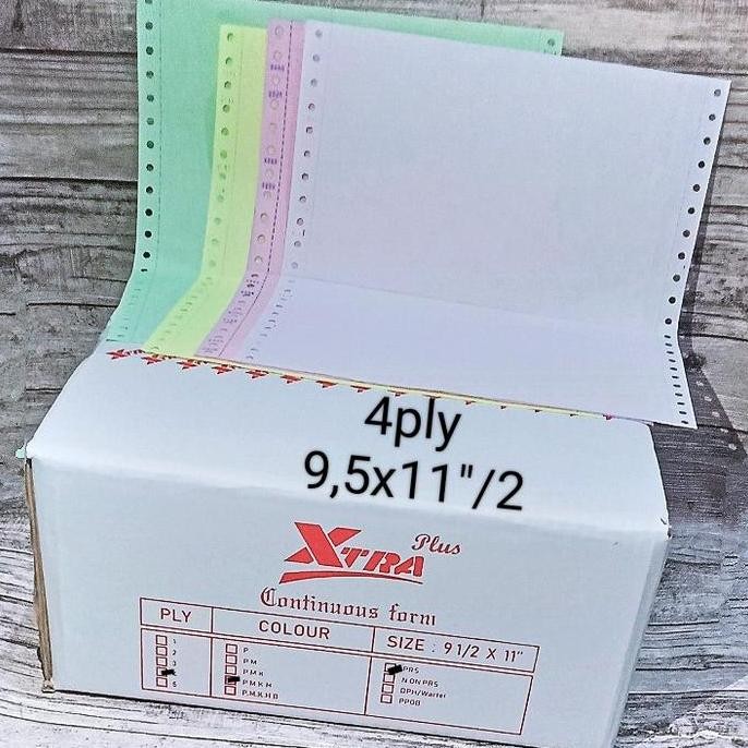 

BEBAS ONGKIR - Kertas Continuous form 4ply 250set 9.5x11"dibagi 2 Paper