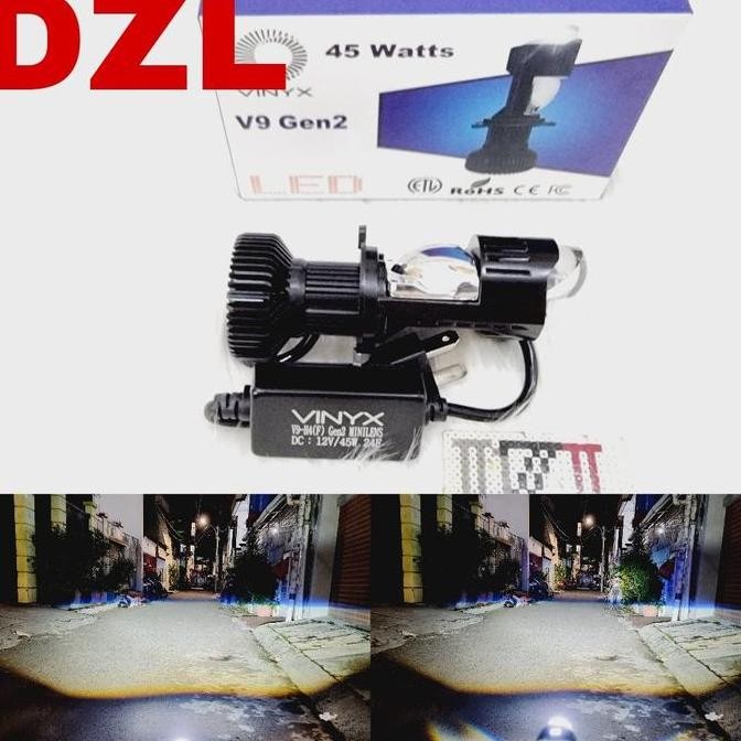 Lampu Utama Led H4 Vinyx V9 Gen 2 Pro Projector Mini Projie Lens Lensa