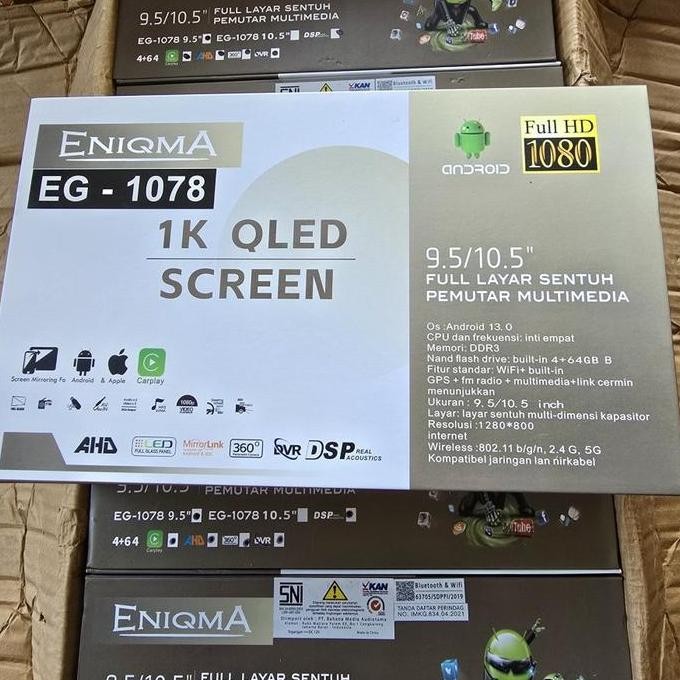 Head Unit Android Enigma Eg 1078 Carplay Eniqma Eg 1078 Qled Screen Free Kamera Mundur