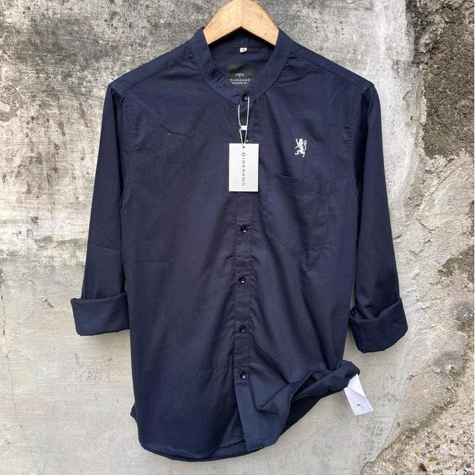 Kemeja Lengan Panjang Pria Giordano Slimfit Casual/Kemeja Langan Panjang Pria Kekinian Bordir Lion 3