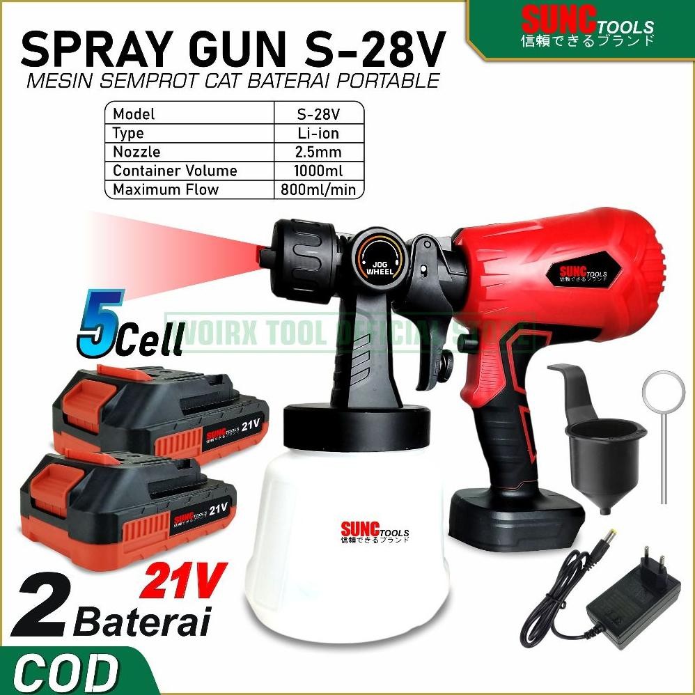 SUNC TOOLS Mesin Cat Baterai Portable Semprot Cat Baterai Cordless Spray Gun Electric
