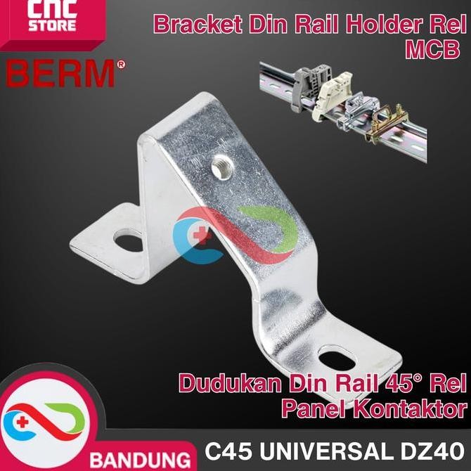 Bracket Din Rail Holder Rel Mcb Dudukan Din Rail 45 Derajat Rel Panel Kontaktor C45 Universal Dz40 B