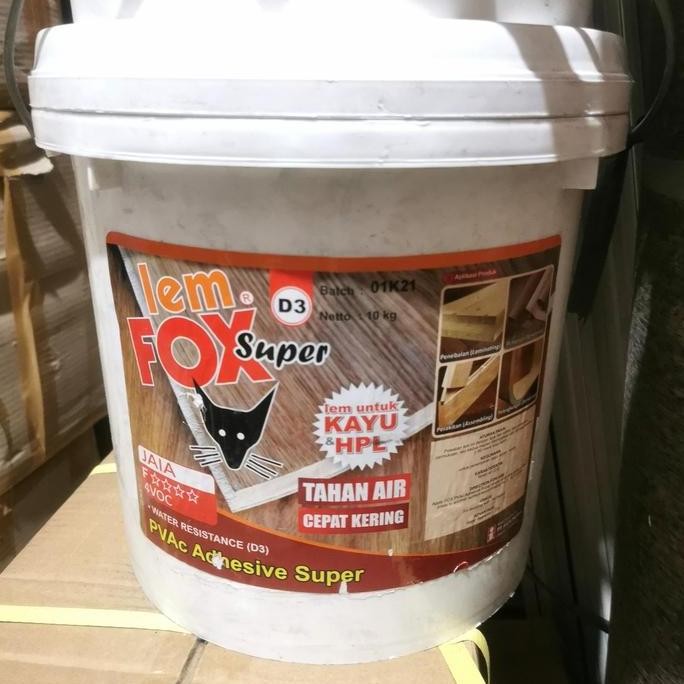 Produk Terbaik] Lem fox putih d3 waterproof 10kg lem tahan air lem HPL sheet pvc kayu
