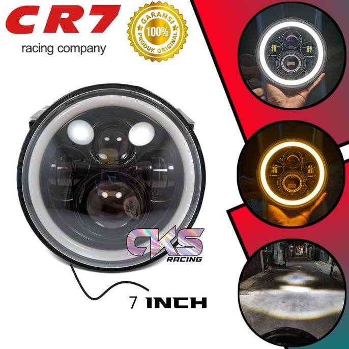 Lampu Projector Led Daymaker Harley 7 inch Jepp 4 LED High Low Daymaker Bulat Universal Motor Mobil