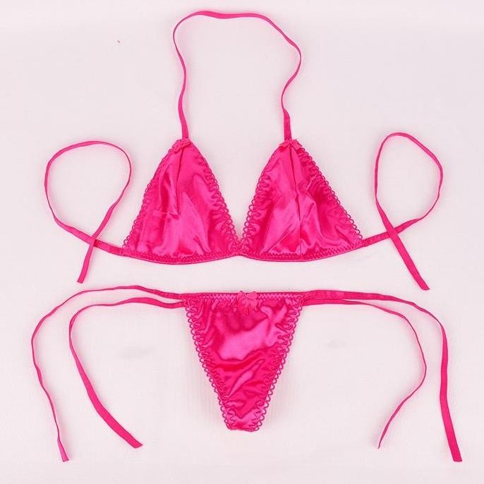 Set lingerie Wanita Babydoll leher V Lingerie dan G String Bikini Bra B051