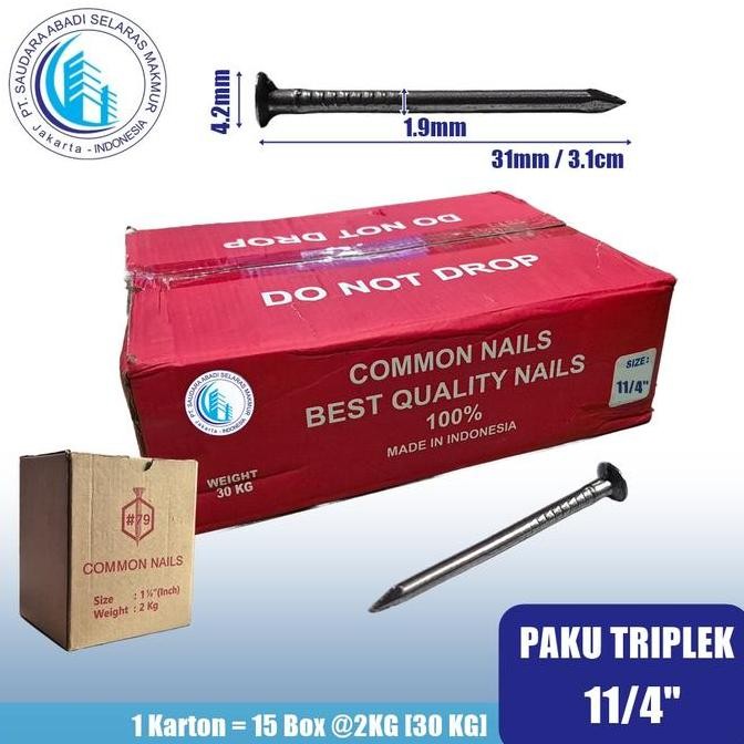 Paku Triplek 3 CM | Paku Kayu 3 CM | Paku Seri Kecil 3 CM | 11/4" (30 KG)