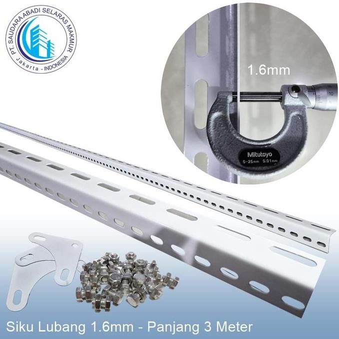 Siku lubang besi panjang 3 meter (putih)