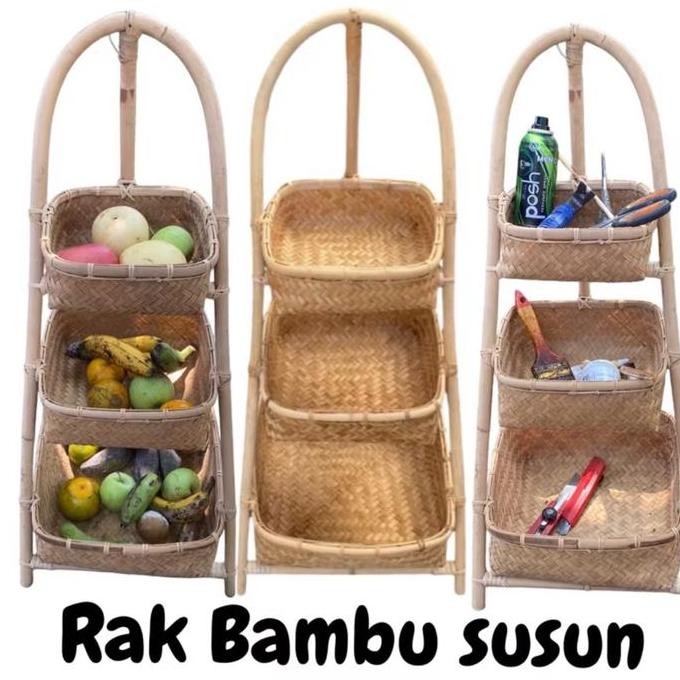 best seller] Rak Bambu Susun Kotak - Keranjang buah Bambu - Keranjang Bambu - Rak Susun Bambu - Rak 