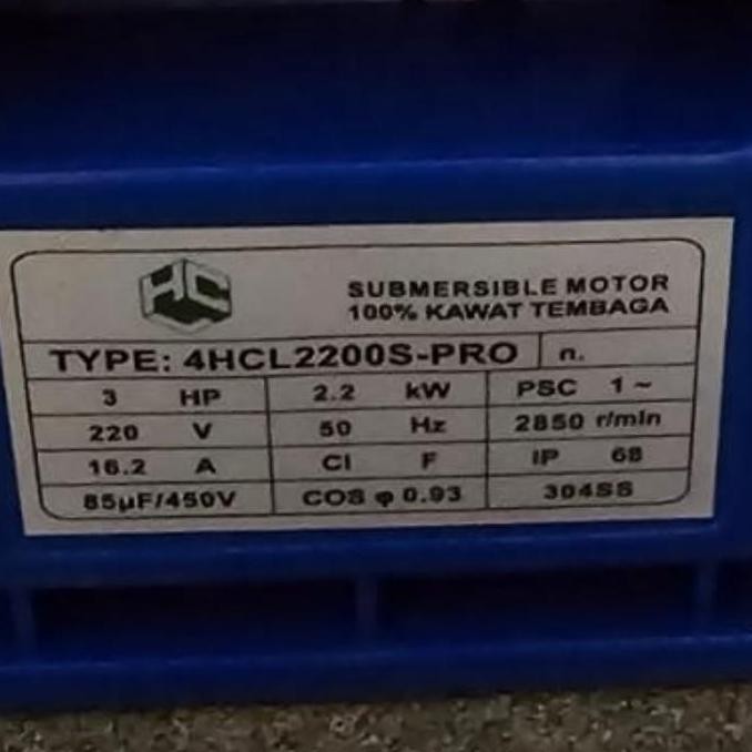 #@#@#@#@] Motor only HCL PRO 3 hp 1 phase 220 volt 4HCL2200