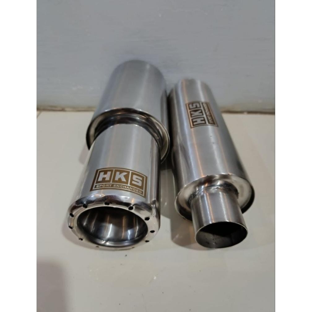 PAKET HEMAT Knalpot racing mobil HKS gronel + resonator ngebas adem Untuk mobil Avanza,Xenia,Sigra,A