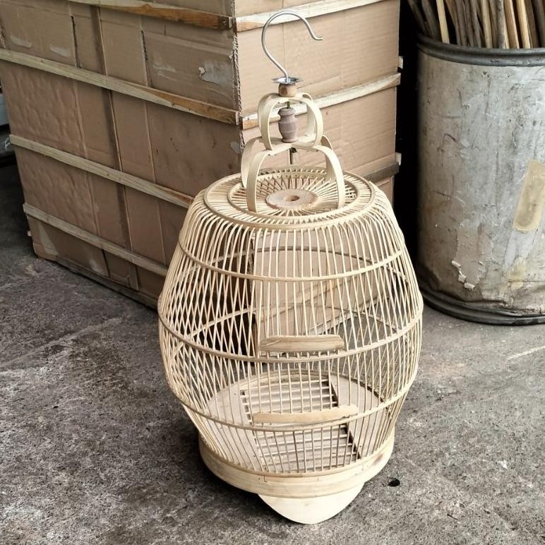 (AMBRUKAN) SANGKAR GENTONG CUNGKOK (DM 37 CM) SANGKAR BURUNG PERKUTUT, KENARI,ANTIK FULL BAMBU CUNGK