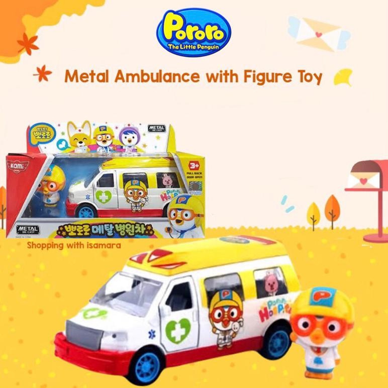 Pororo Metal Ambulance with Figure Toy / Mainan Mobil Ambulance