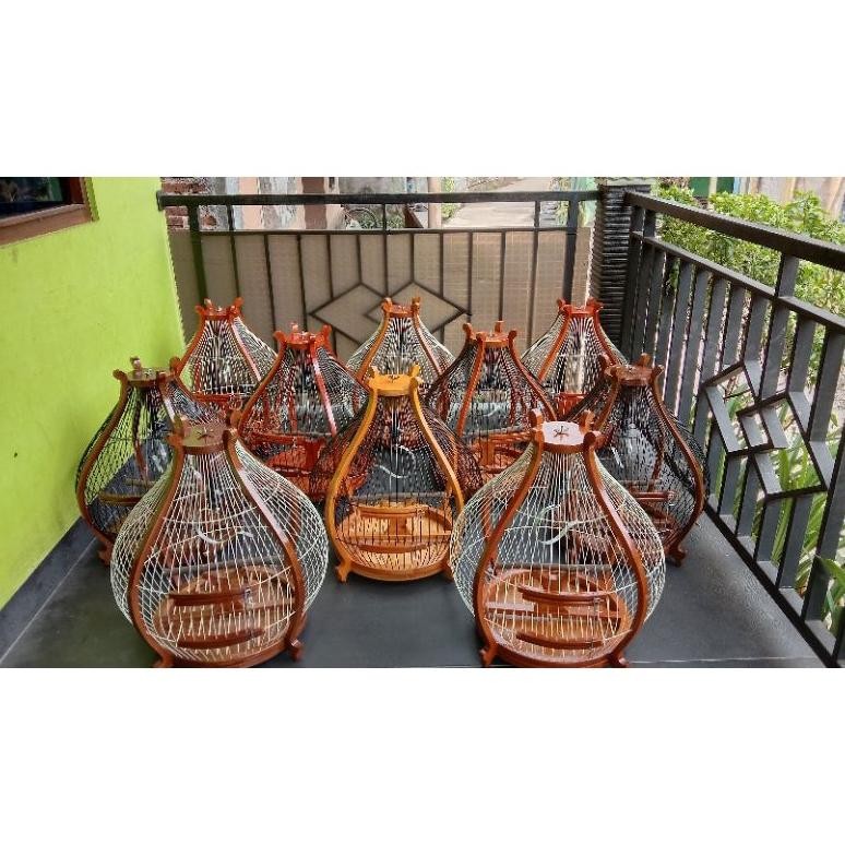 sangkar perkutut sangkar kutut model bawang kayu jati ruji fiber