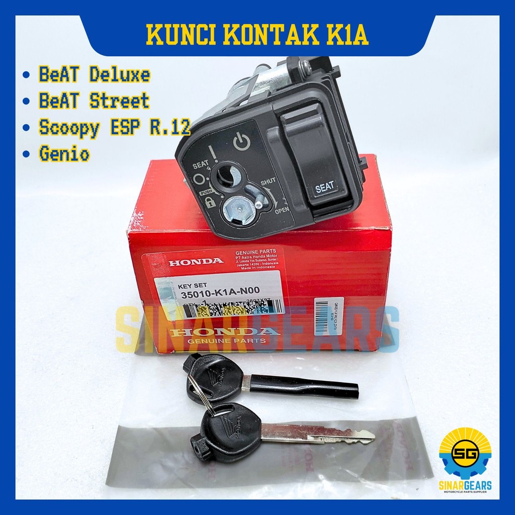 Keyset Original Honda K1A Kunci Kontak Beat Deluxe Scoopy ESP Beat Street Genio Konci Motor Set Key 