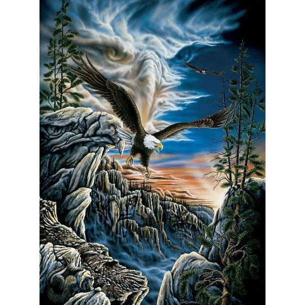 LUKISAN CETAK PEMANDANGAN ALAM PEGUNUNGAN SY91 /POSTER AIR TERJUNN 3D/ Ukuran100X80 cm/ Printing Wal