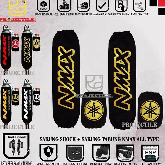 DF389>> Sarung Shock + Sarung Tabung Nmax Aerox Xmax Yss Ktc Wp RCB Kiri Kanan