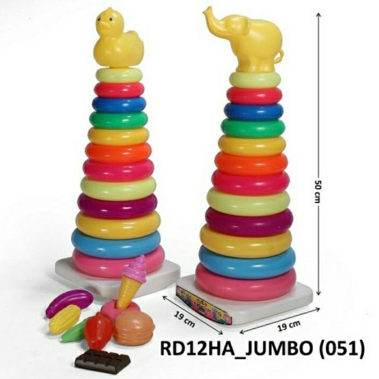 Mainan Anak Edukasi Ring Donat Jumbo 12 Susun Ring Bebek Gajah Jala | Ring Donat Bebek 8 Susun Ada R