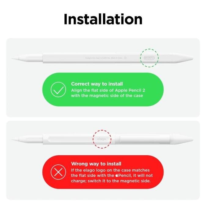 Case Apple Pencil Pro / 2 Elago Pencil Clip Case Silicone Soft Cover Nib Tips Original New 2Nd Gen