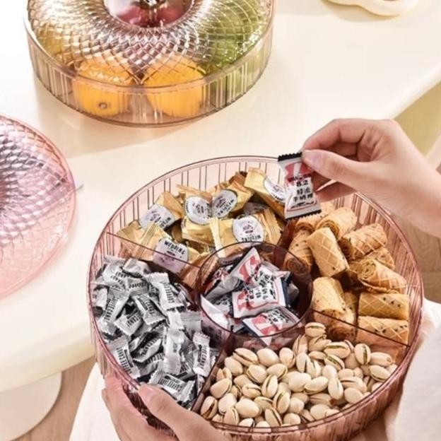 Piring Tempat Cemilan Transparan / Piring Tempat Snack Permen Buah / Tempat Kue Kering Basah Serbagu