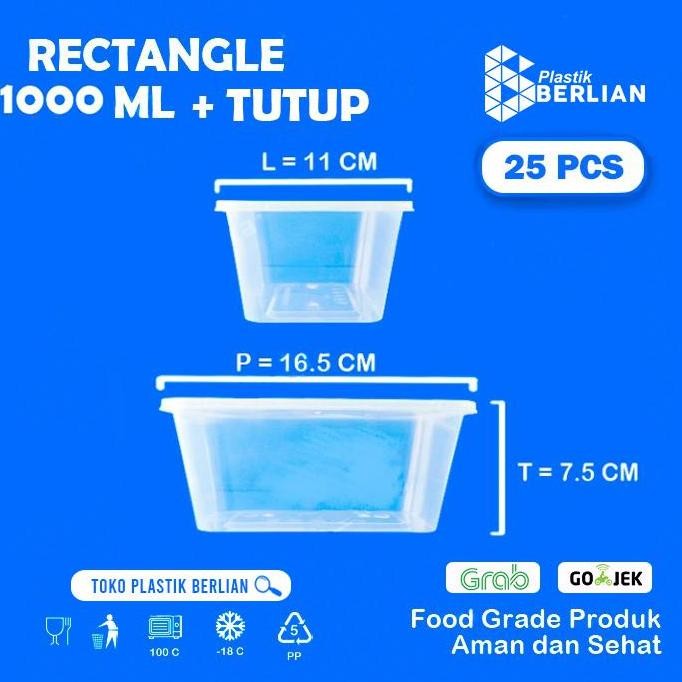 Thinwall Rectangle 1000Ml / Kotak Makan Plastik 1000Ml Rectangle / Box
