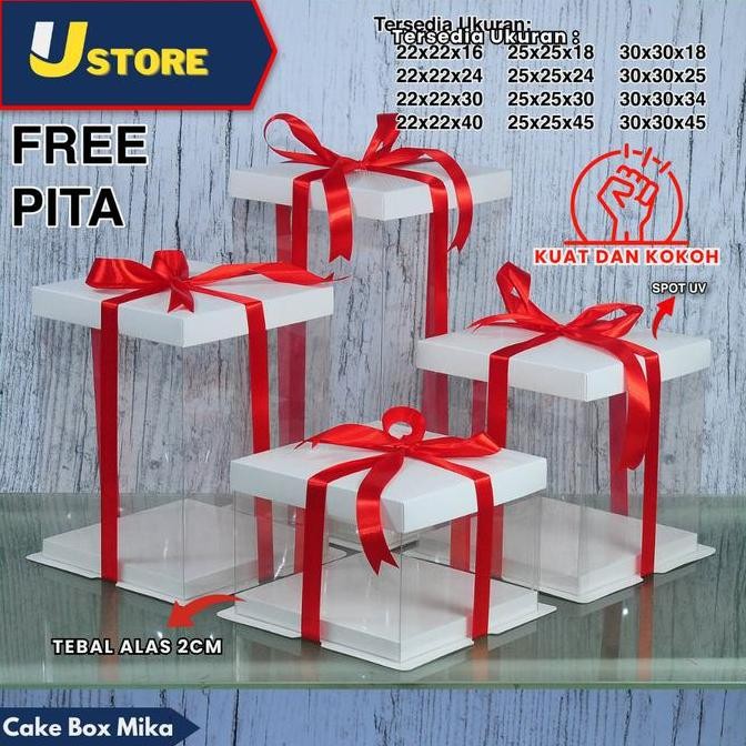 Cake Box Mika Dus Kue Kotak Kue Transparant 30X30 Cm Kotak Kado Gift Box Kotak Hantaran Mika Pet