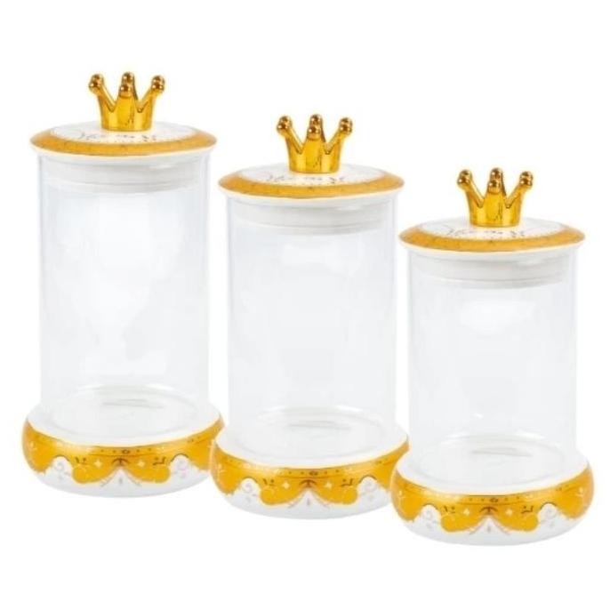 Vicenza Candy Jar Glass G-305 Toples Penyimpanan Permen Dan Kue Motif Lily,Padi,Magnolia