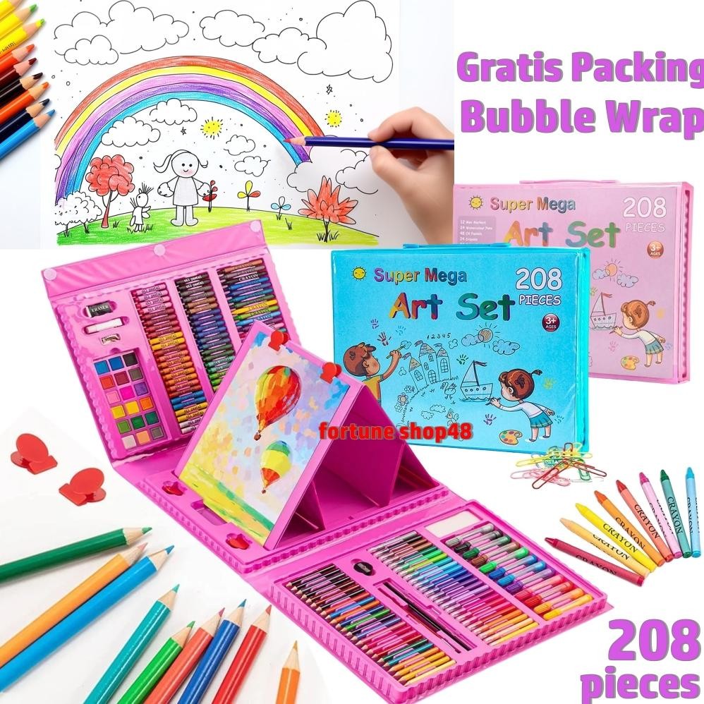 

Crayon Set 208 Pcs Pensil Warna Lengkap Krayon Set Alat Menggambar Mewarnai Cat Air Lukis Anak